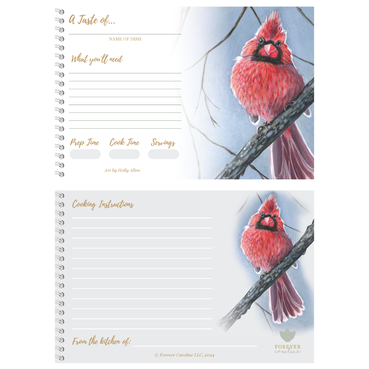 Cardinal Bird Recipe Card Gift Set | 8 Cards