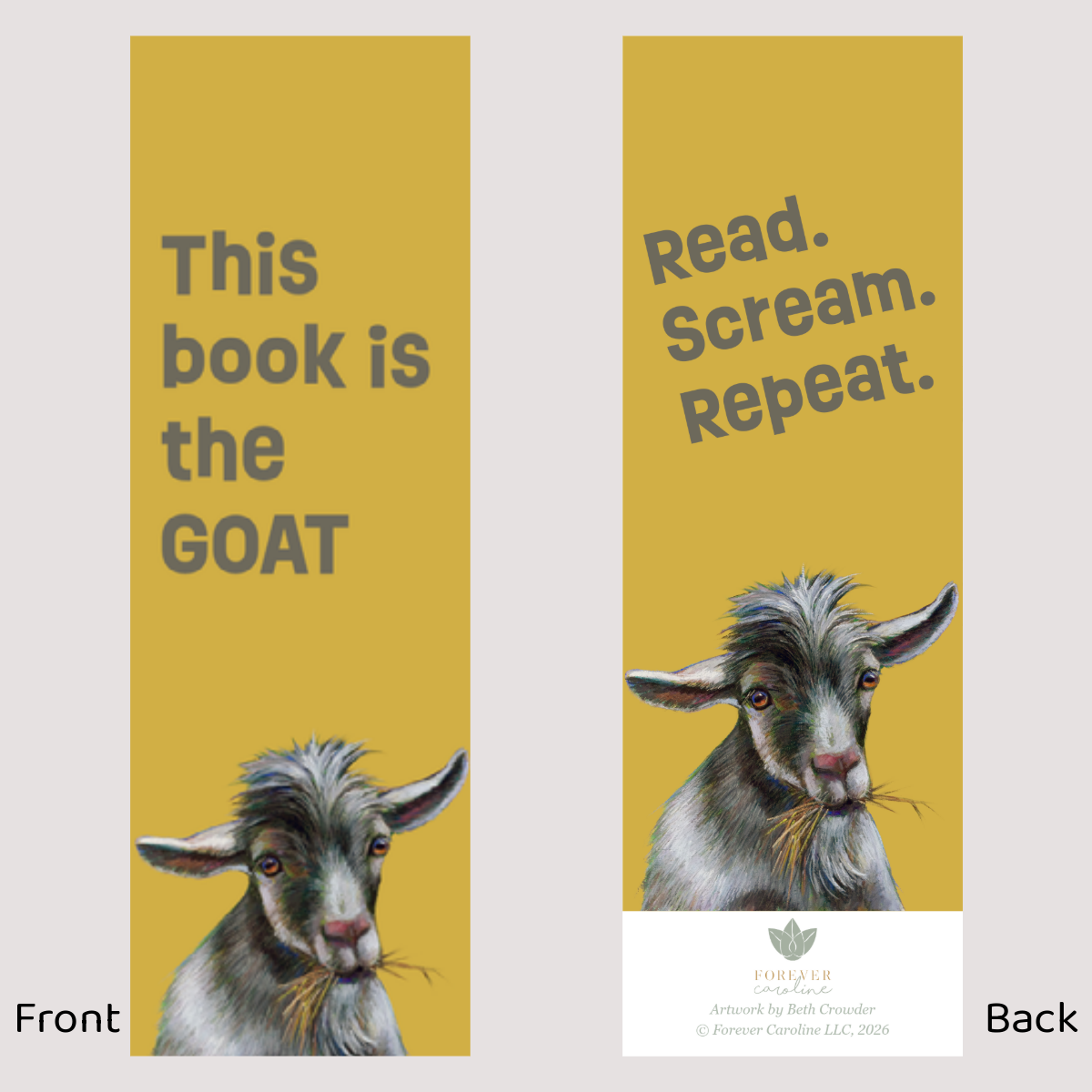 Bookmark w/ Whimsical Goat & Punny Messages | Two-Sided with Tassel