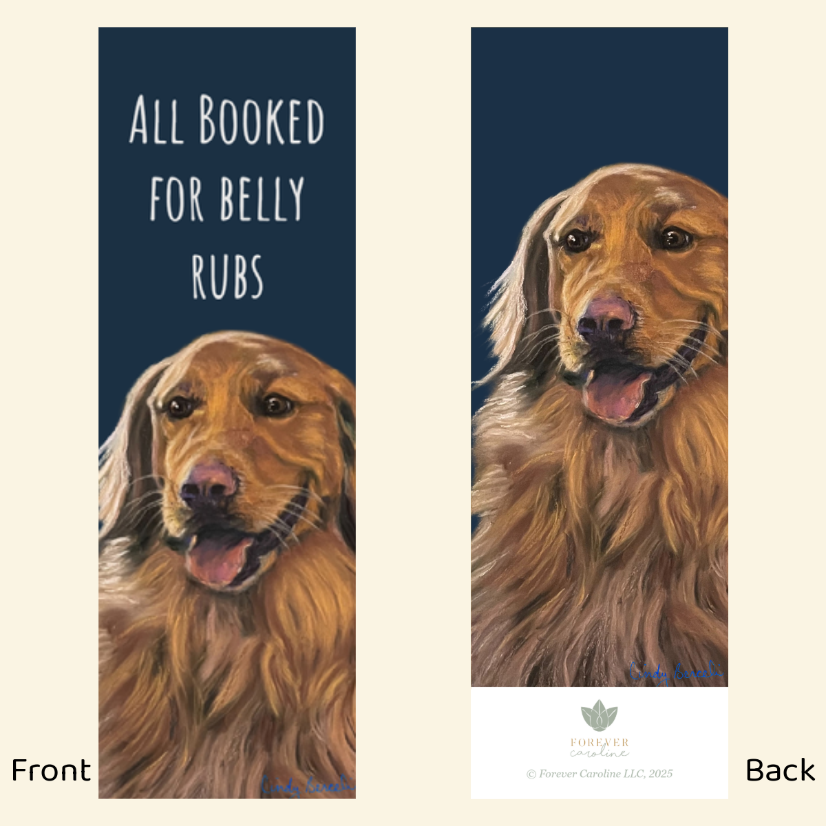 Bookmark w/ Golden Retriever & "Booked for Belly Rubs"