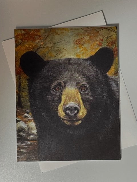Black Bear Blank Single Notecard OR 4 Card Set
