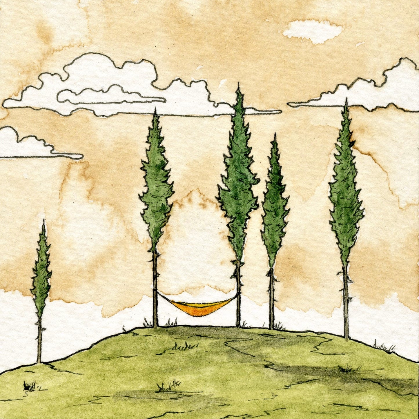 Outdoor Adventure Blank Notecard Set | Hammock, Van, Cabin, Kayak | 4 Card Set