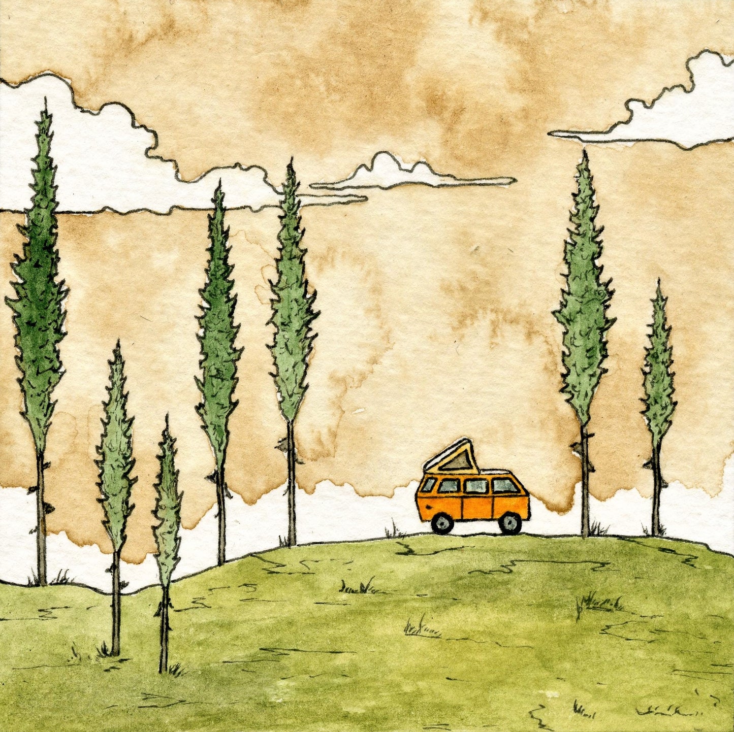 Outdoor Adventure Blank Notecard Set | Hammock, Van, Cabin, Kayak | 4 Card Set