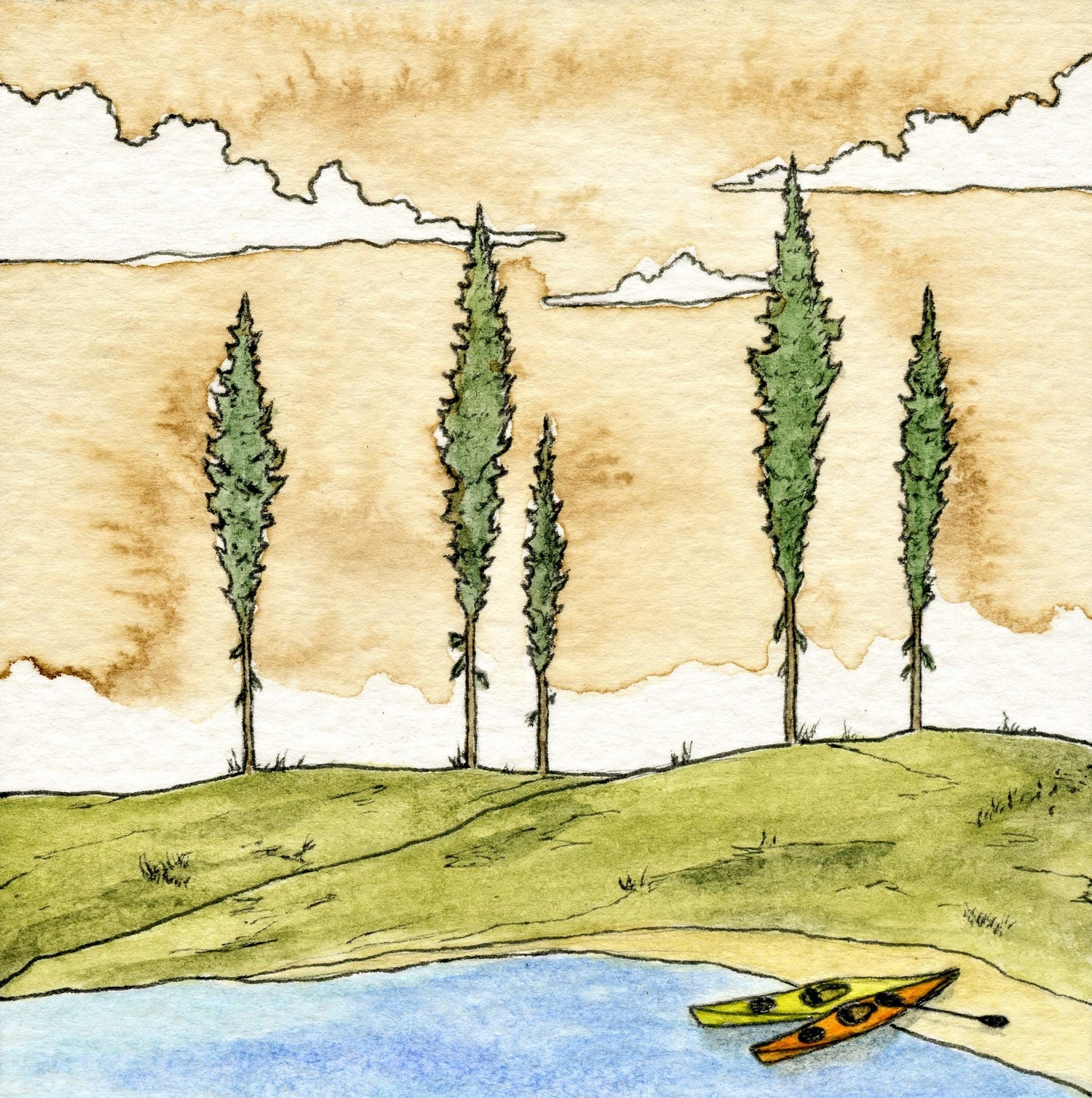 Outdoor Adventure Blank Notecard Set | Hammock, Van, Cabin, Kayak | 4 Card Set