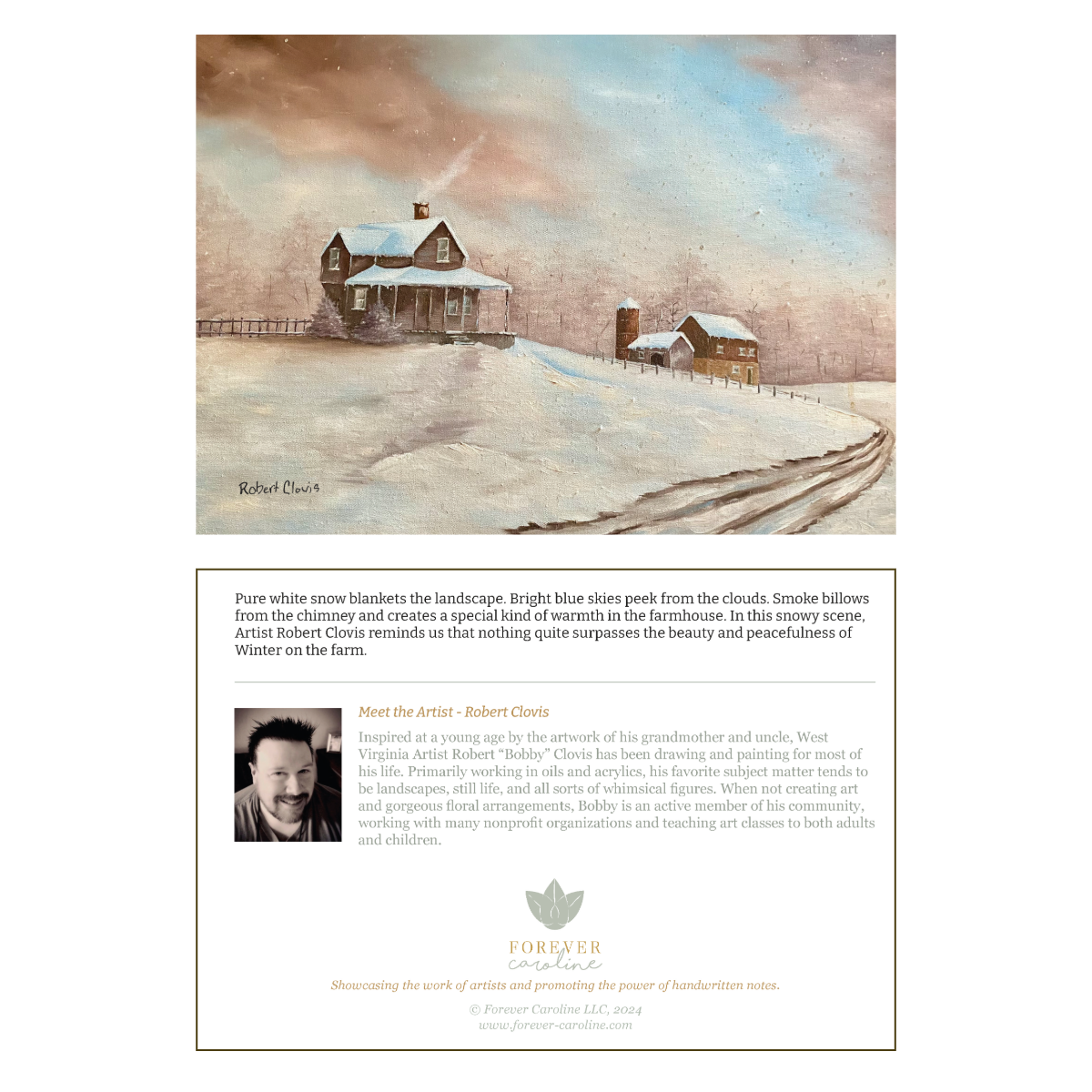 Winter Farm Holiday, Christmas or Thank You Greeting Card
