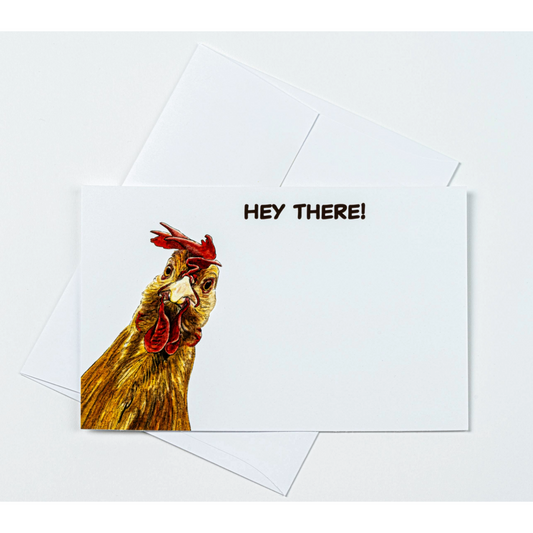 Flat Note Cards with Chicken Artwork | Set of 8 Cards & Envelopes