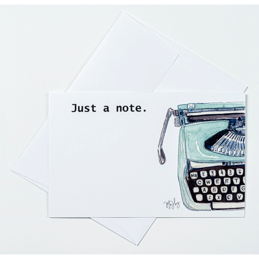 Flat Note Cards with Vintage Typewriter Art | Set of 8 Cards & Envelopes