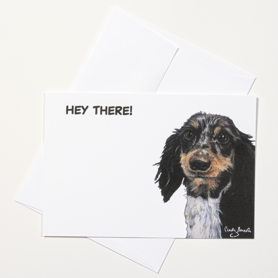 Flat Note Cards with Dachshund Dog Art | Set of 8 Cards and Envelopes