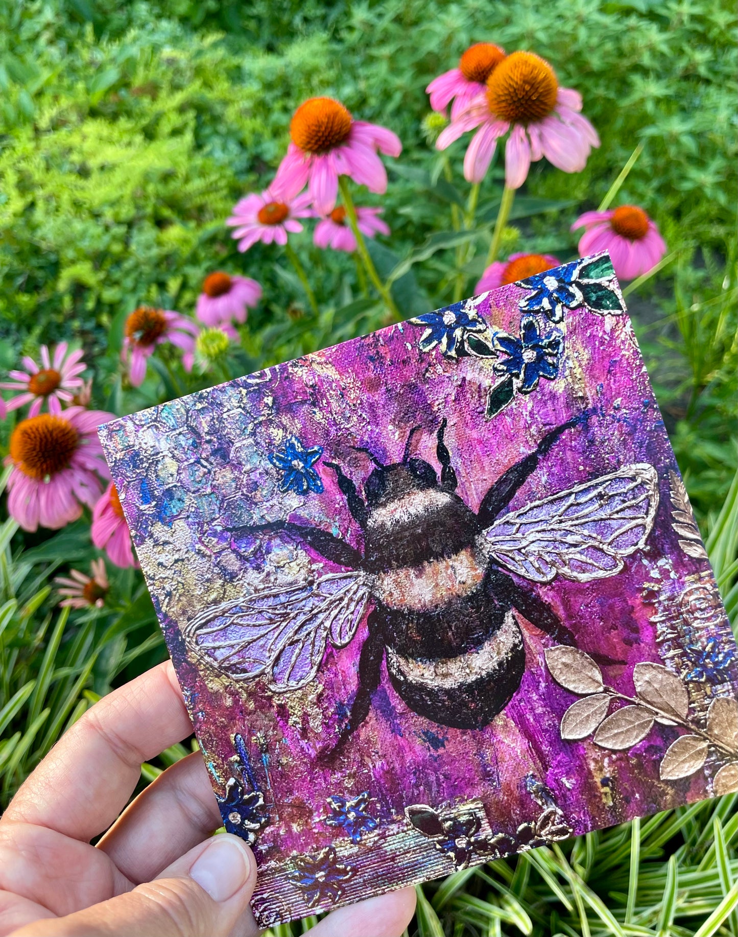 Elegant Bee All-Occasion Blank Single Notecard OR 4 Card Set