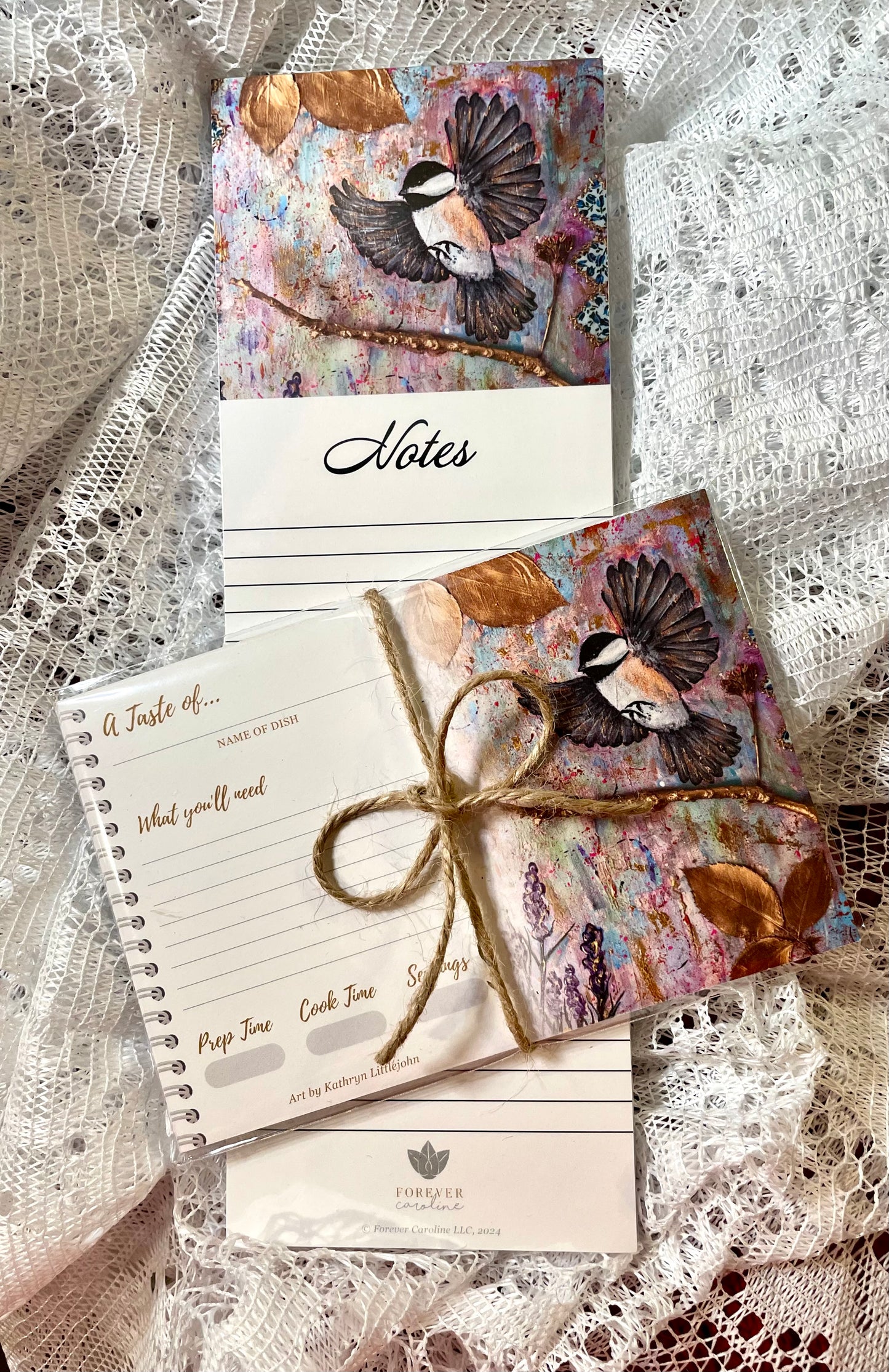 Recipe Cards Gift Set w/ Elegant Chickadee Artwork | 8 Cards