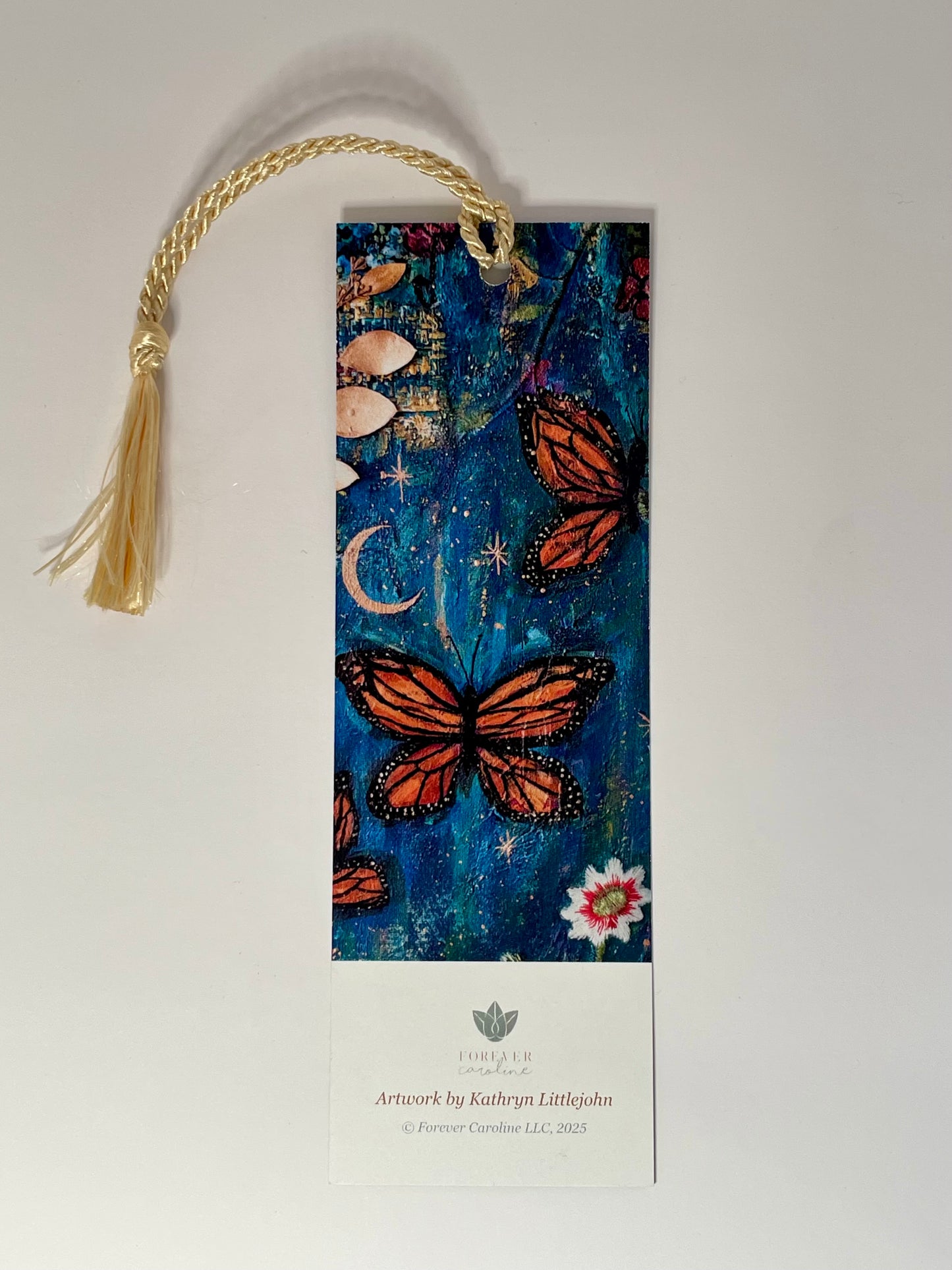 Bookmark w/ Butterflies Mixed Media Artwork | Double-Sided w/ Tassel