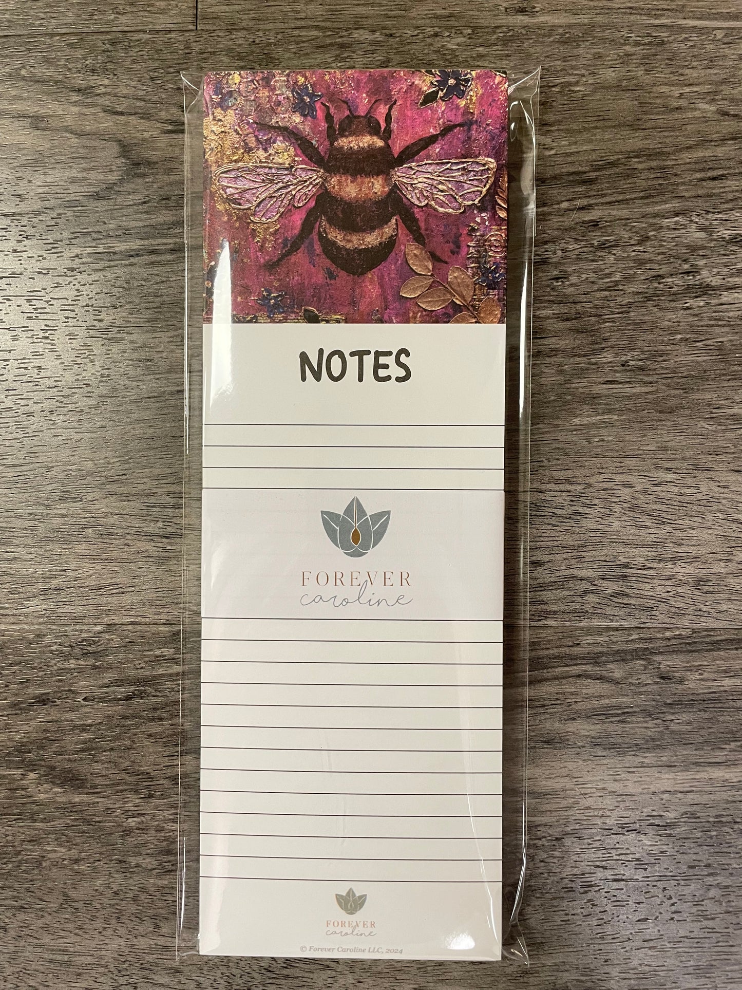 Magnetic Notepad w/ Elegant Bee Art | Pretty Bee Memo Pad