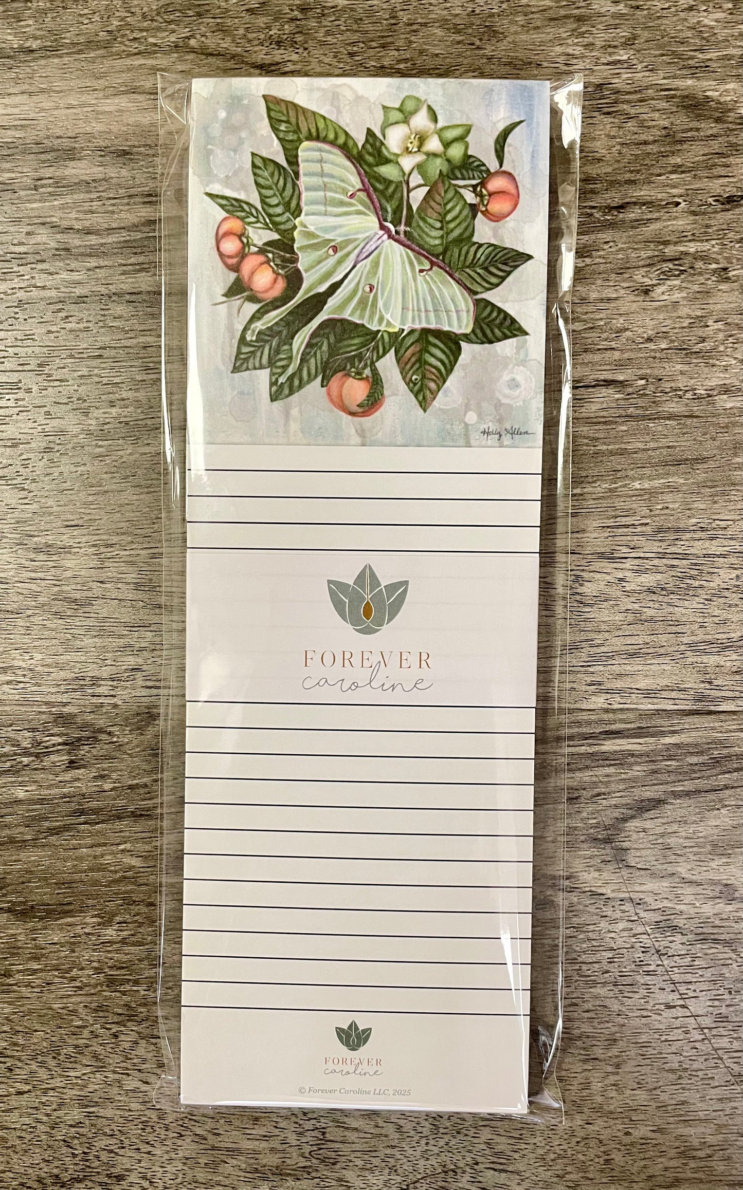 Magnetic Notepad w/ Luna Moth and Persimmon | Pretty Botanical Memo Pad