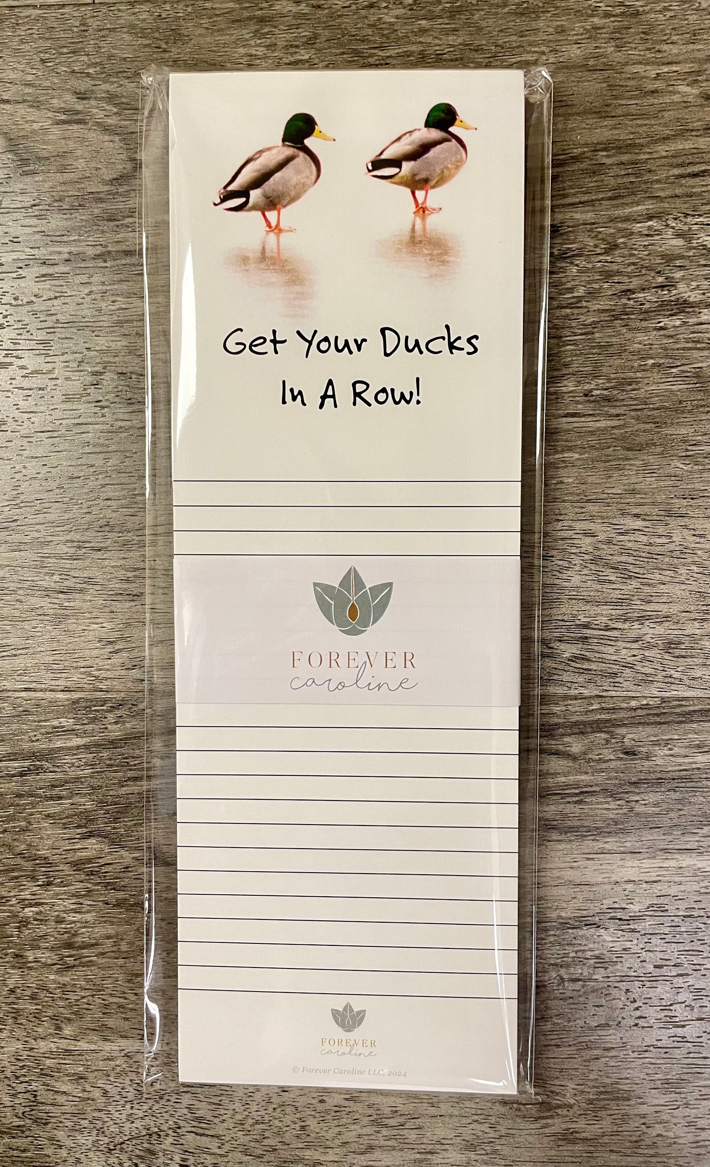 Mallard Duck "Get Your Ducks in a Row" Magnetic Notepad Featuring Ducks Walking on Ice
