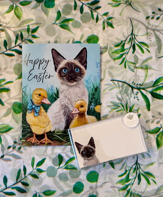 Siamese Kitten & Ducklings "Happy Easter" Greeting Card