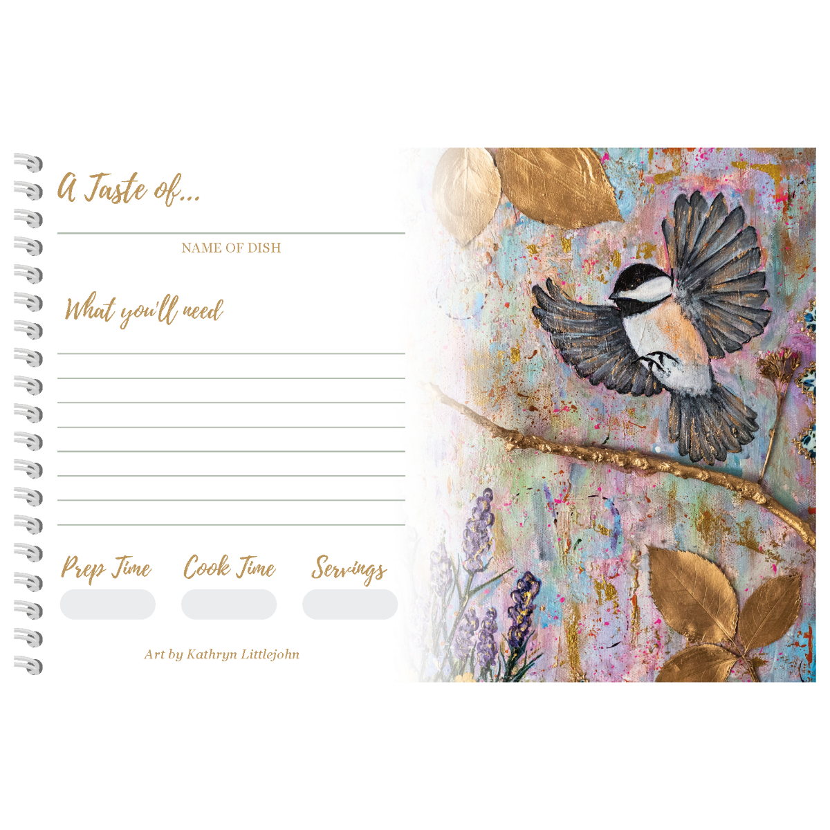 Recipe Cards Gift Set w/ Elegant Chickadee Artwork | 8 Cards