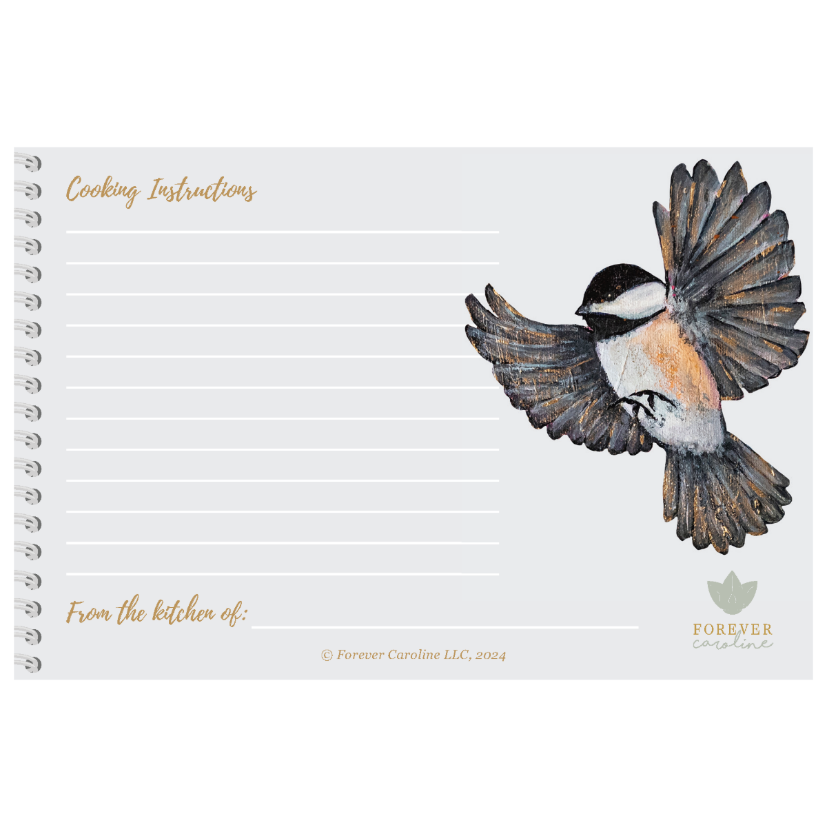 Recipe Cards Gift Set w/ Elegant Chickadee Artwork | 8 Cards