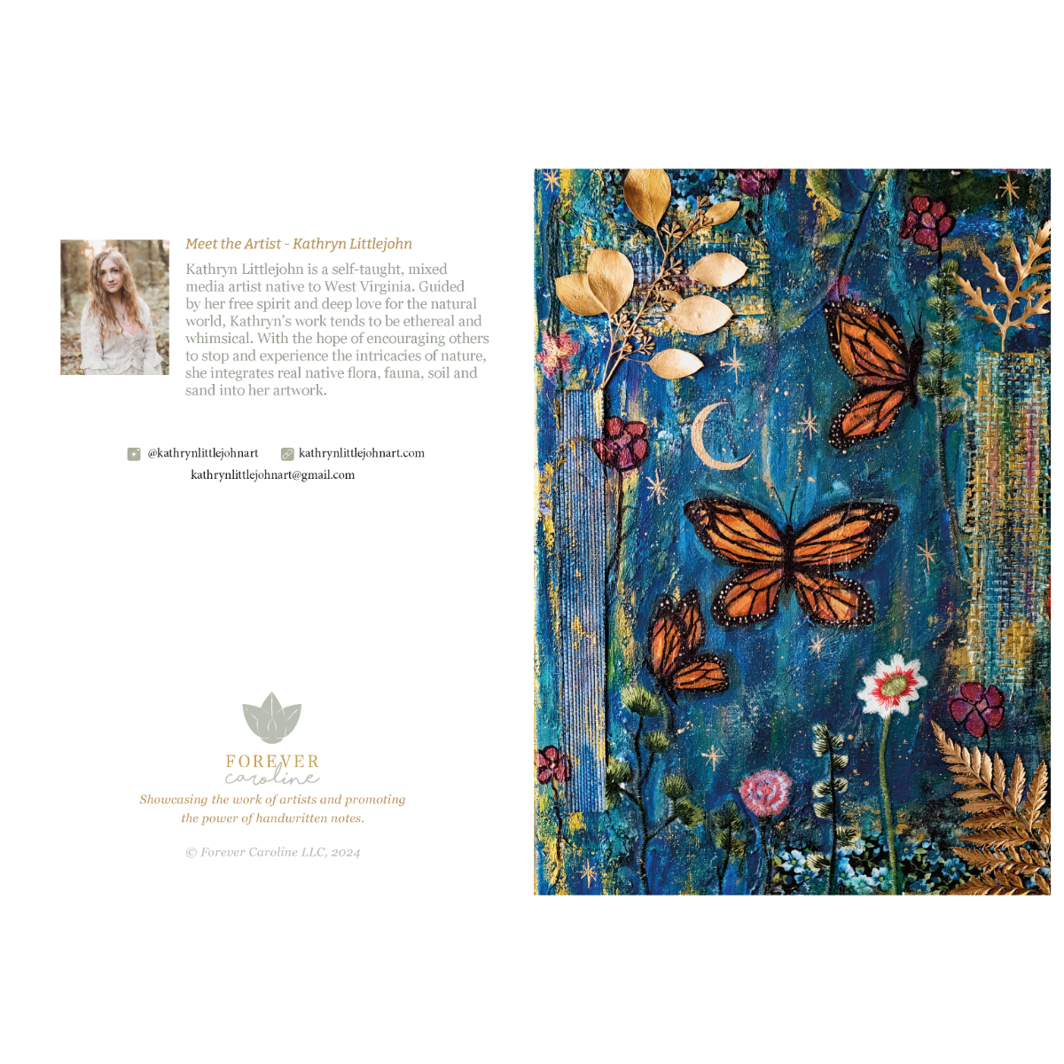 Butterfly and Floral All-Occasion Blank Card with Envelope