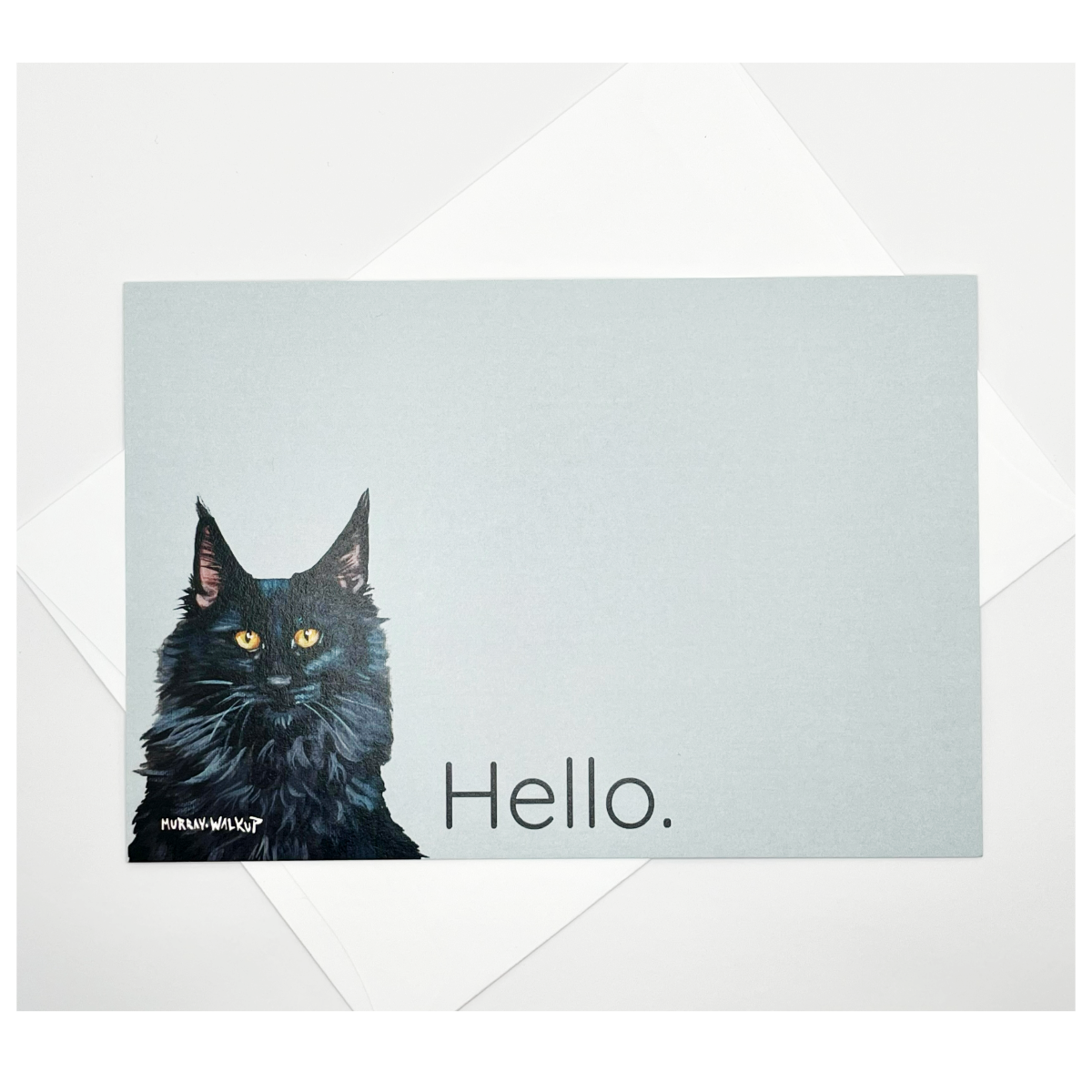 Flat Note Cards with Black Cat Artwork | Set of 8 Cards & Envelopes
