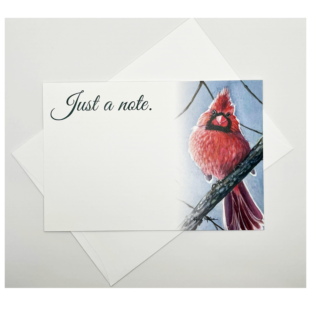Flat Note Cards with Cardinal Bird Artwork | Set of 8 Cards & Envelopes