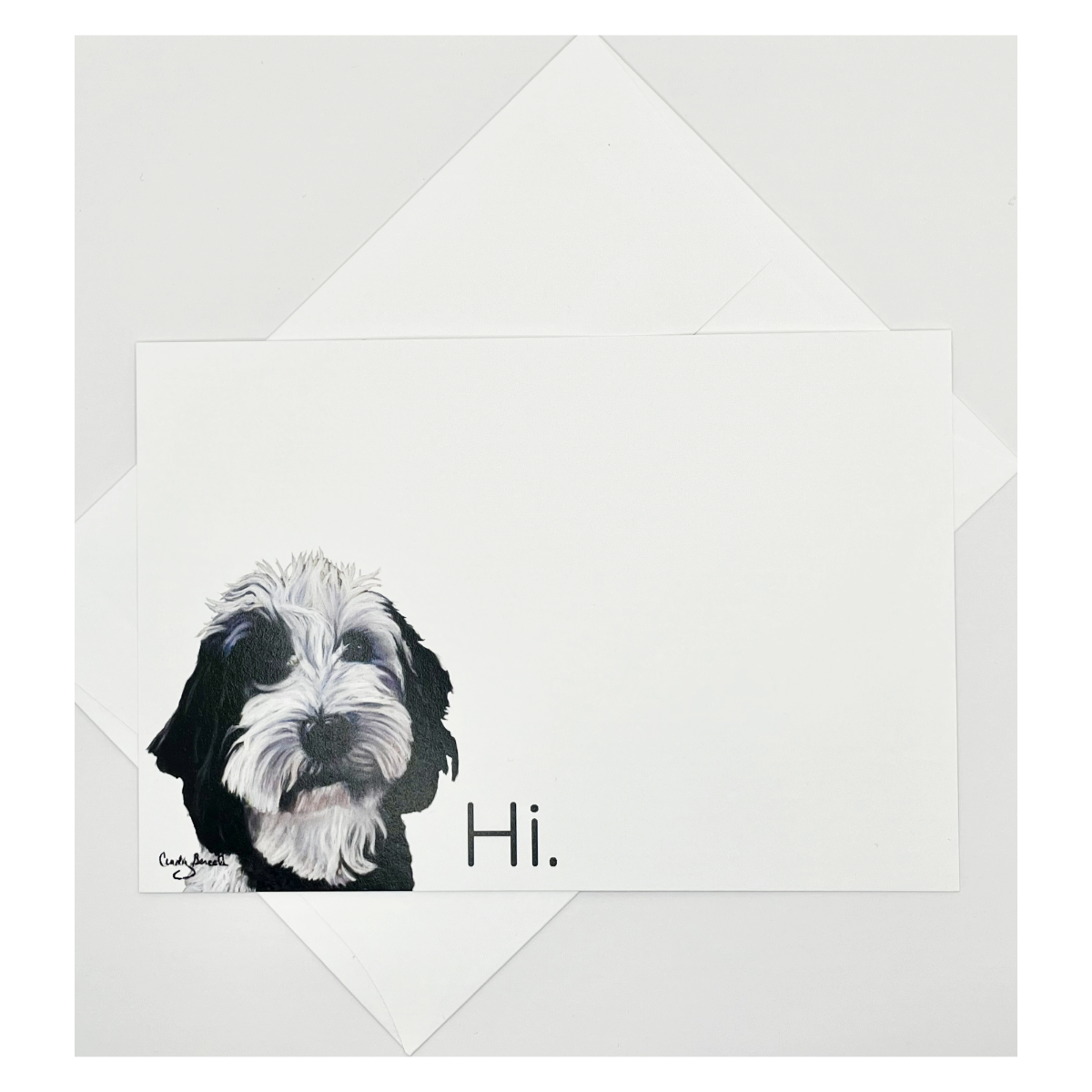 Flat Note Cards with Doodle Dog Art | Set of 8 Cards & Envelopes