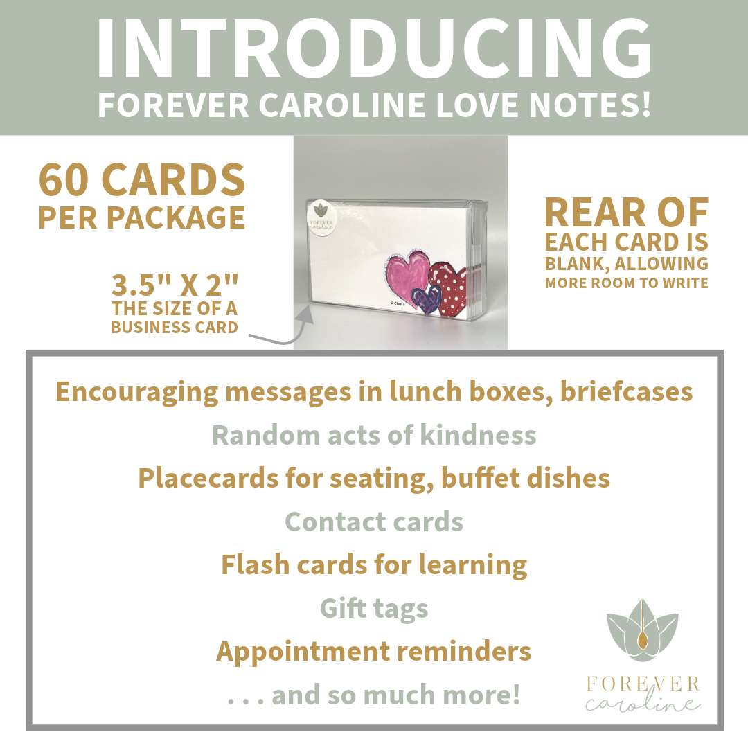 Colorful Hearts "Love Notes" Pack of 60 Tiny Cards