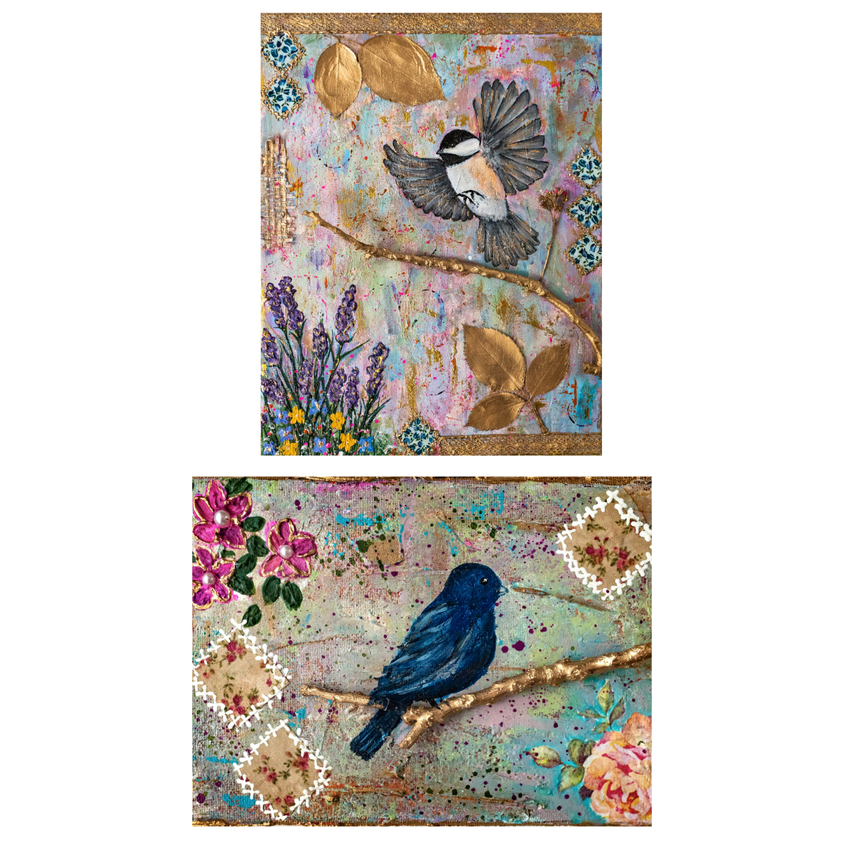 Bird Portraits Mixed Media All-Occasion Blank Notecard Set | 4 Card Set