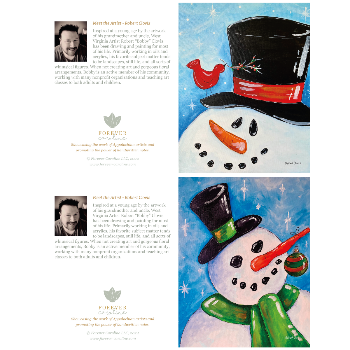 Colorful Snowmen Boxed Notecard Set | 4 Card Set