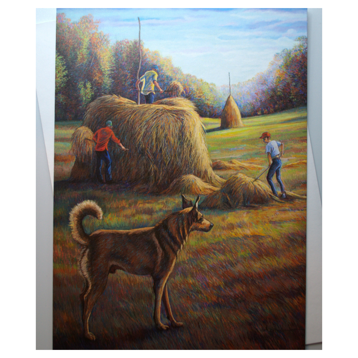 Hayfield with Dog Single Notecard with Envelope | CLOSE OUT SALE