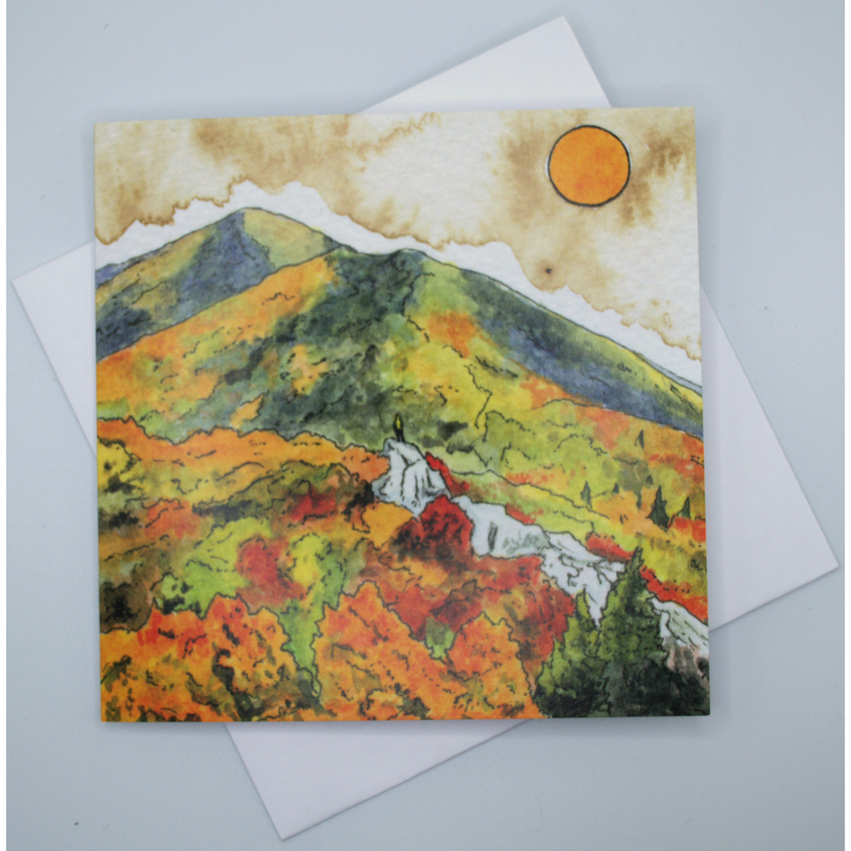 Hiking "Top of the Mountain" Single Notecard OR 4 Card Set