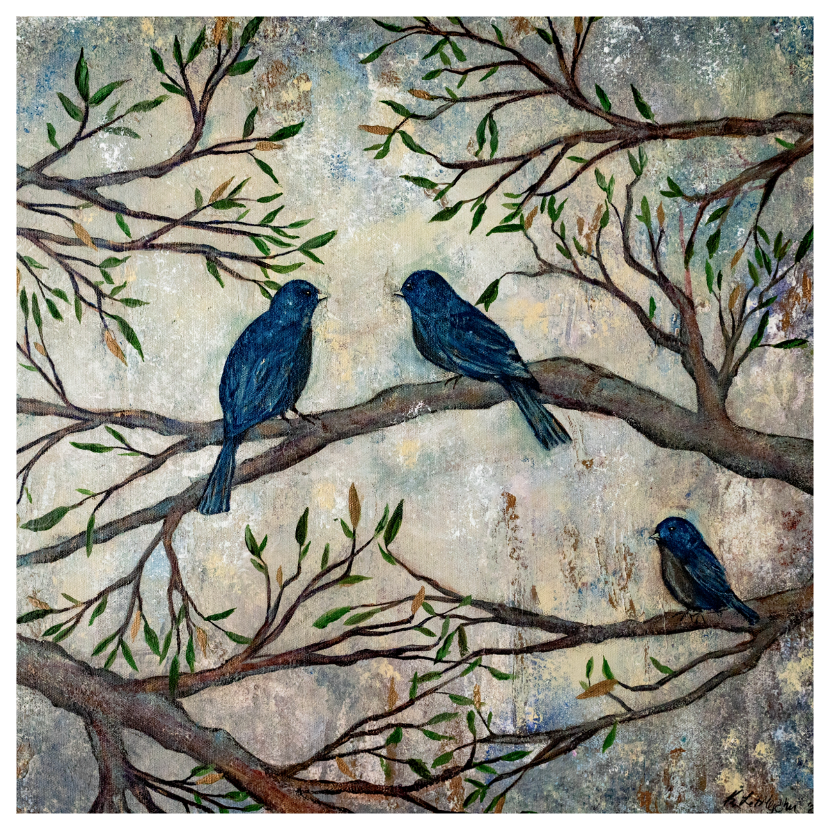 Birds & Branches All-Occasion Blank Notecard OR 4-Card Set