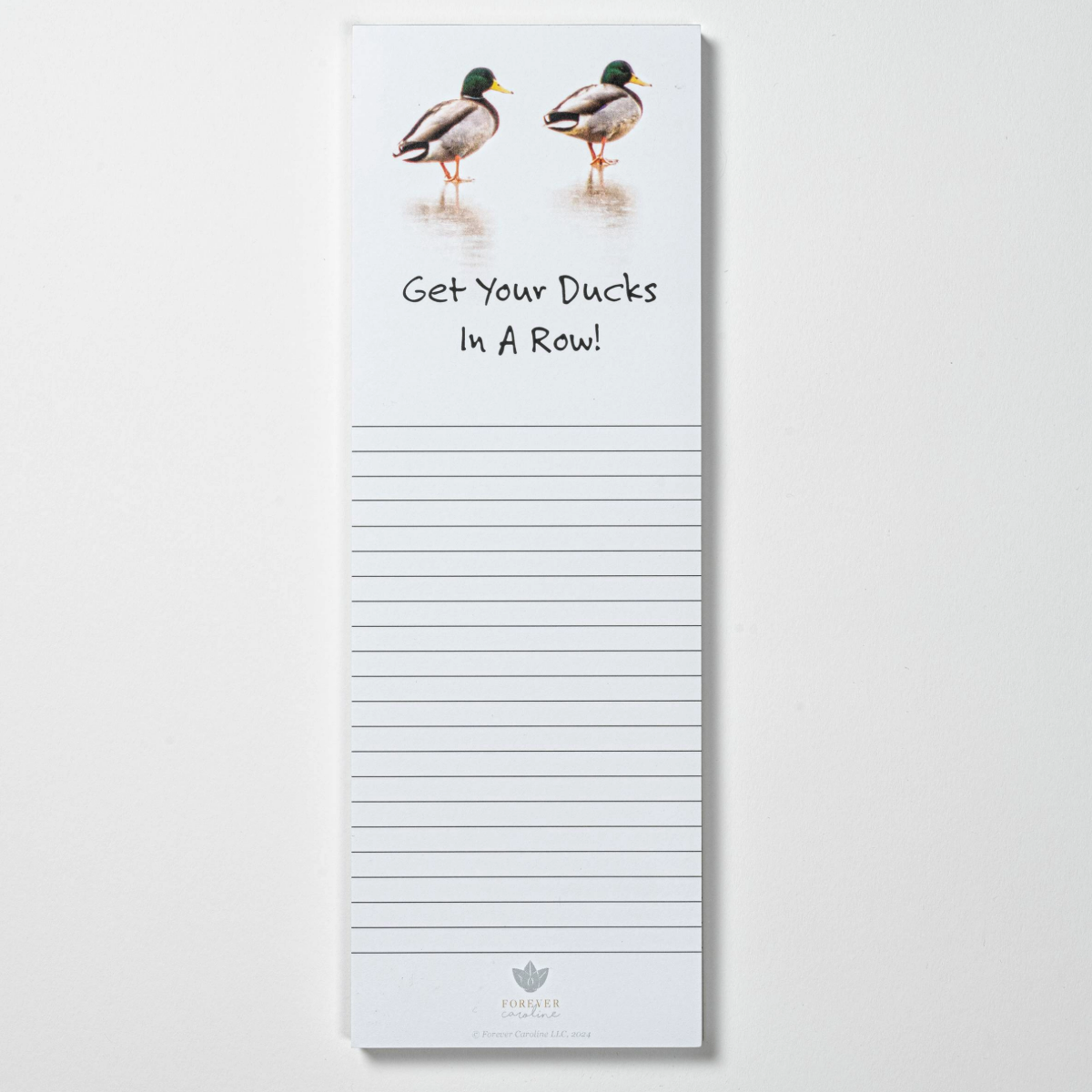 Mallard Duck "Get Your Ducks in a Row" Magnetic Notepad Featuring Ducks Walking on Ice