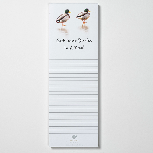Mallard Duck "Get Your Ducks in a Row" Magnetic Notepad Featuring Ducks Walking on Ice