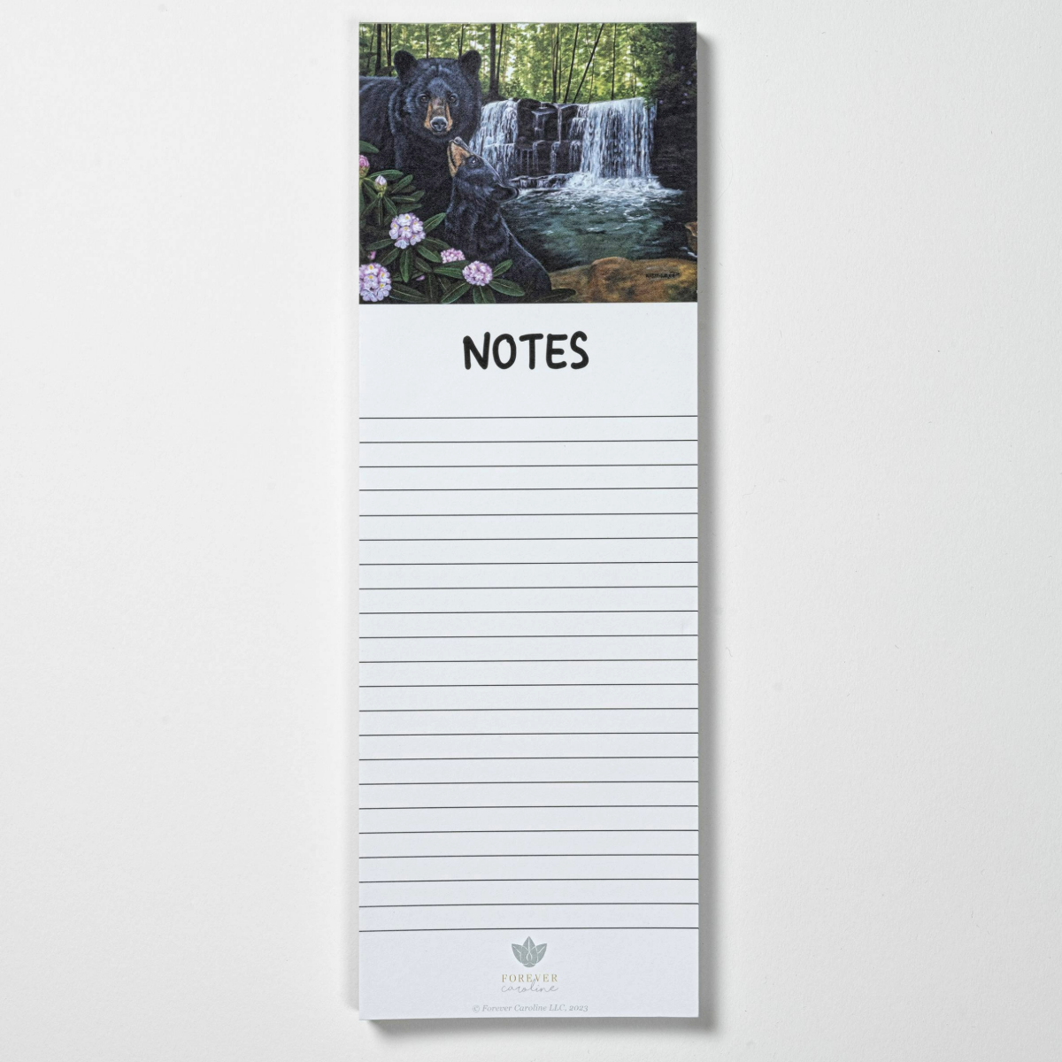 Magnetic Notepad w/ Black Bear & Cub Art | Woodlands Wildlife Memo Pad