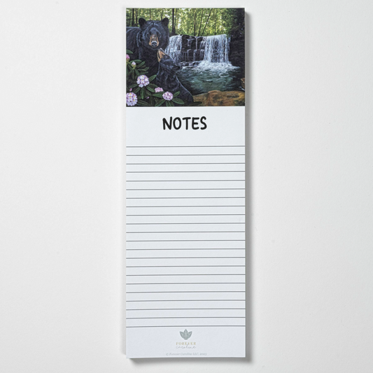 Magnetic Notepad w/ Black Bear & Cub Art | Woodlands Wildlife Memo Pad