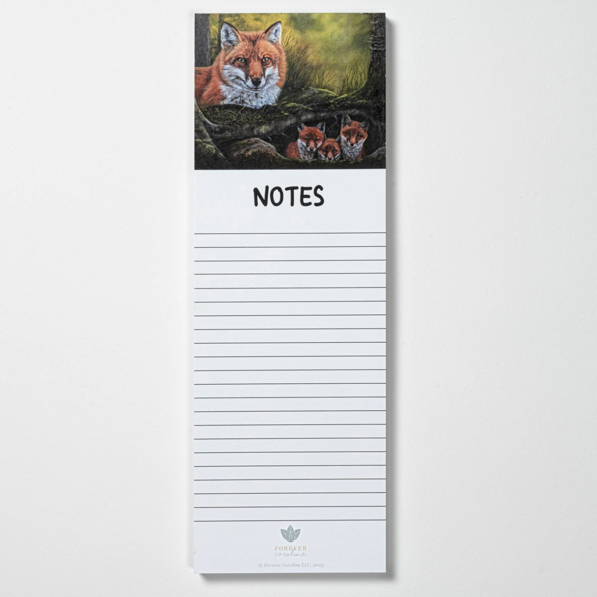 Magnetic Notepad w/ Woodland Fox & Kits Art | CLOSE OUT SALE