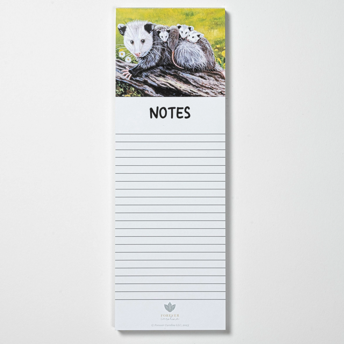 Whimsical Opossum Family Magnetic Notepad | Cute Woodlands Wildlife Tablet