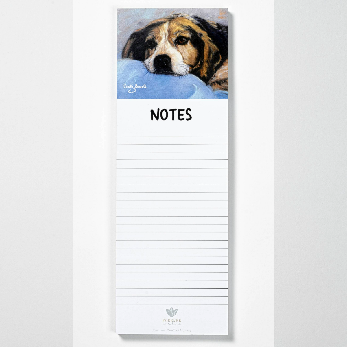 Magnetic Notepad w/ Beagle Dog Art | Cute Dog Memo Pad