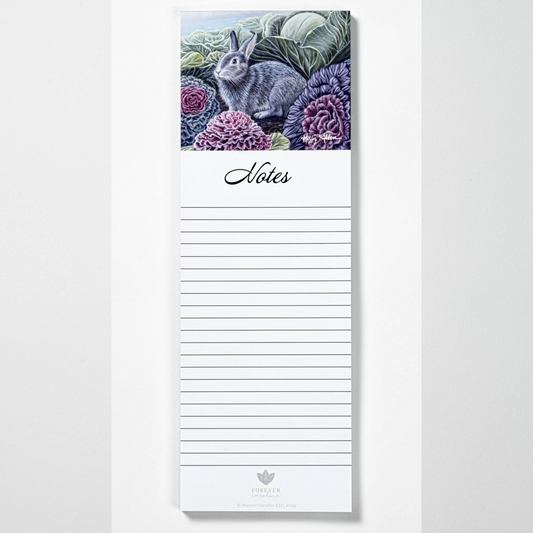 Bunny in Cabbage Patch Magnetic Notepad | Cute Bunny Art Fridge Tablet