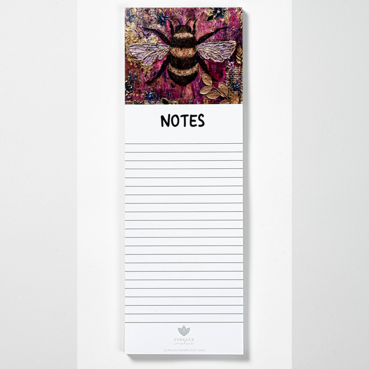 Magnetic Notepad w/ Elegant Bee Art | Pretty Bee Memo Pad