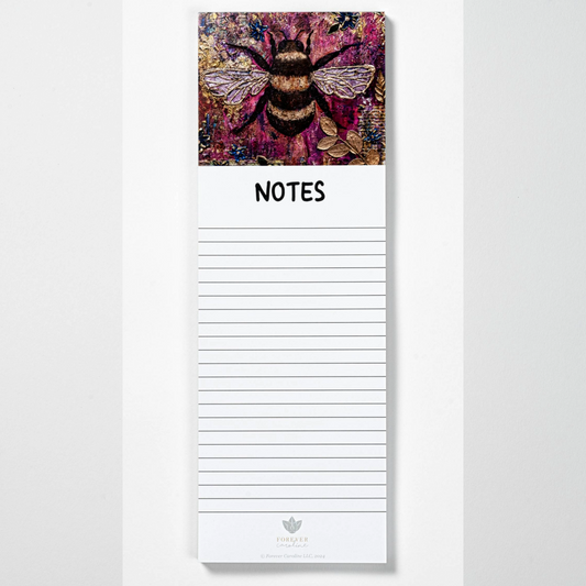 Magnetic Notepad w/ Elegant Bee Art | Pretty Bee Memo Pad