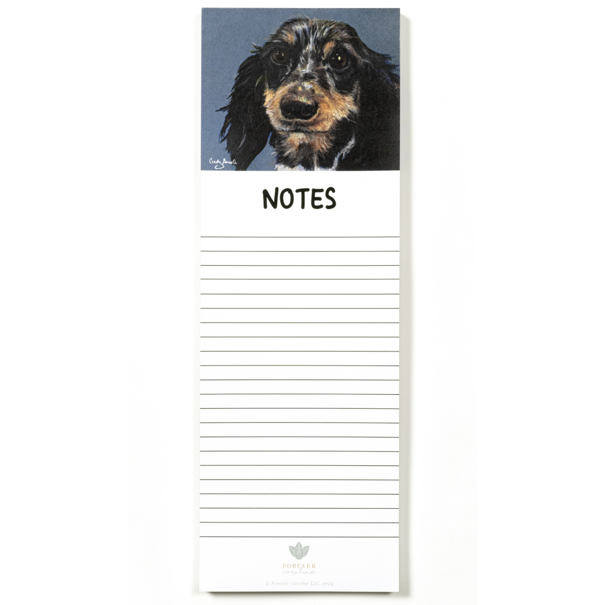 Dachshund Dog Lined Magnetic Notepad | Cute Dog Art Fridge Tablet