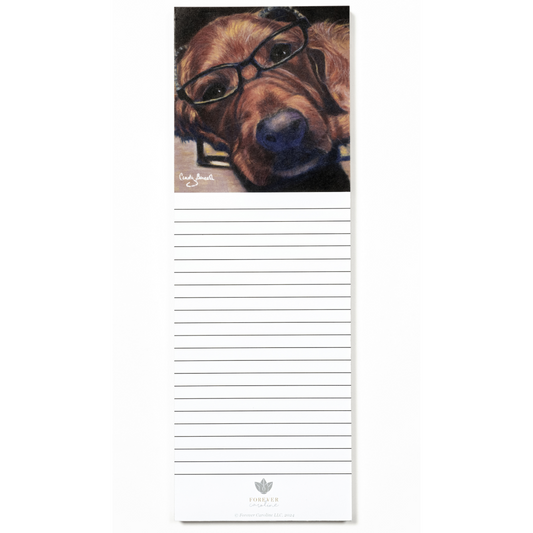 Magnetic Notepad w/ Golden Retriever Art | Cute Dog Memo Pad