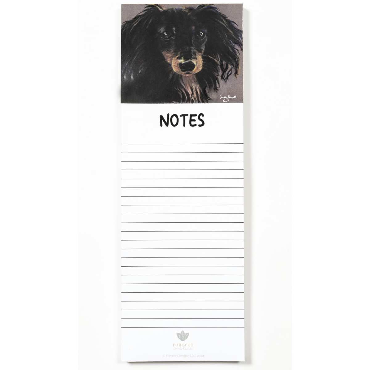 Long Hair Dachshund Magnetic Notepad |Cute Dog Art Fridge Tablet