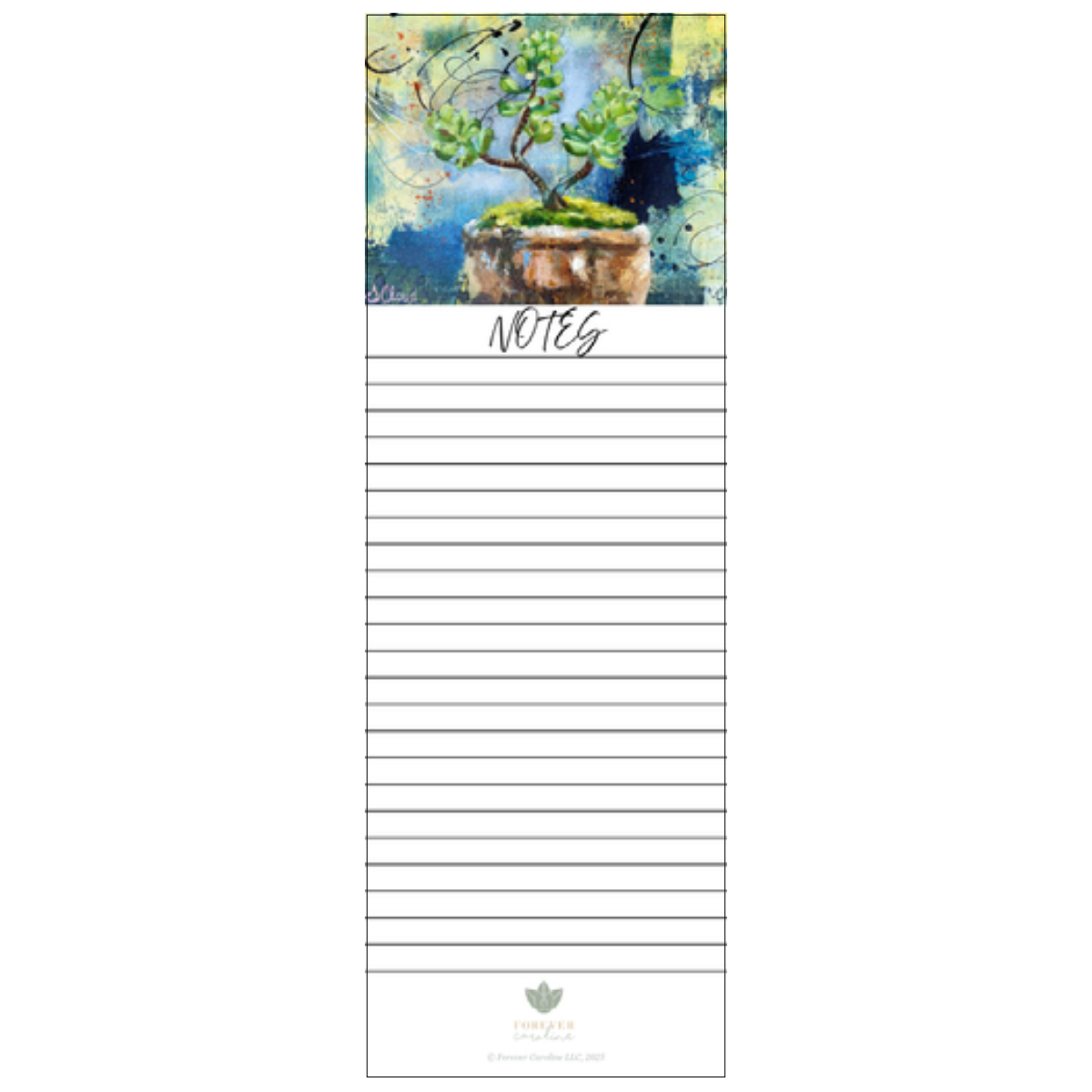 succulent notepad Magnetic Notepad w/ Vibrant Succulent Plant Original Artwork