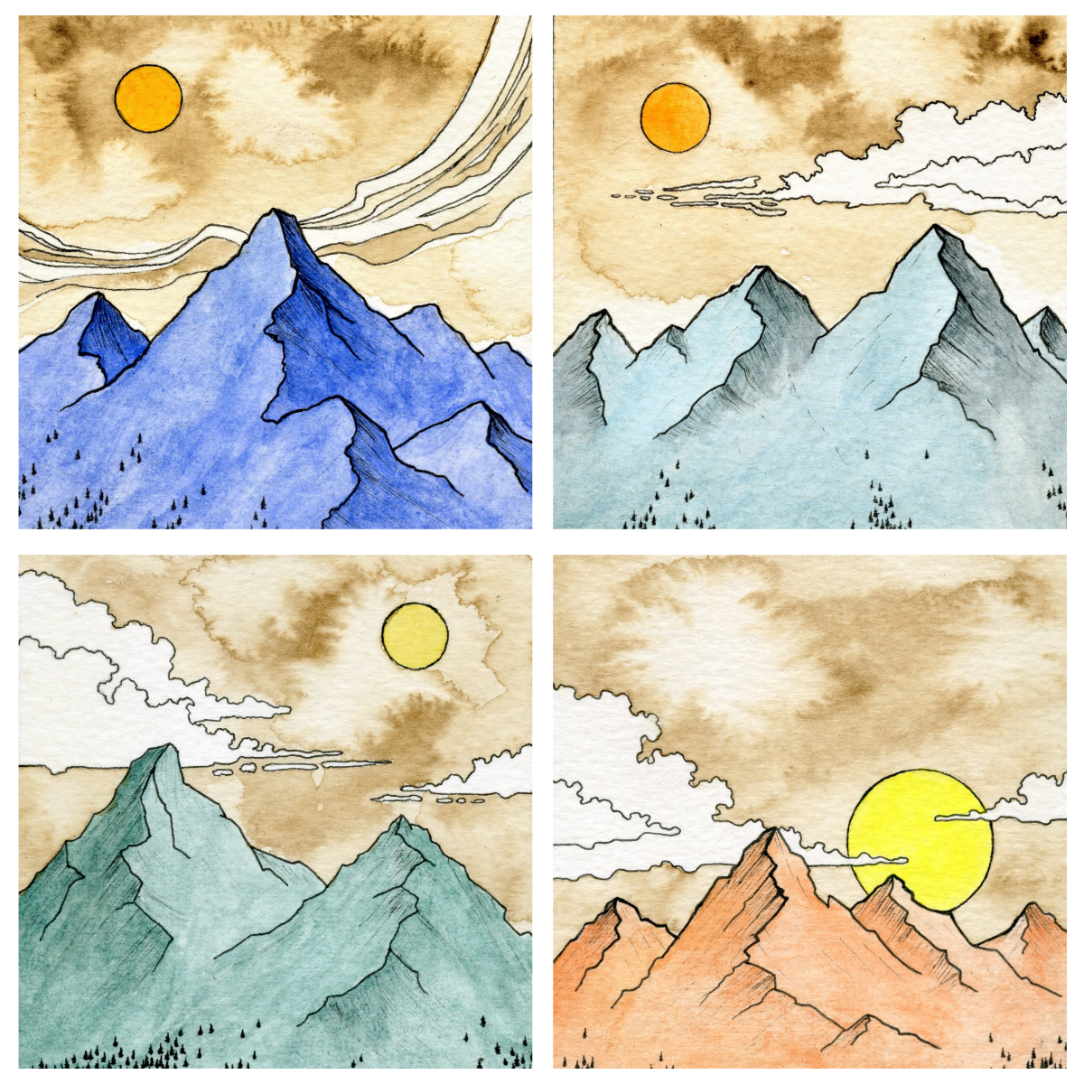 Mountain Scenes All-Occasion Blank Notecard Set | 4 Card Set