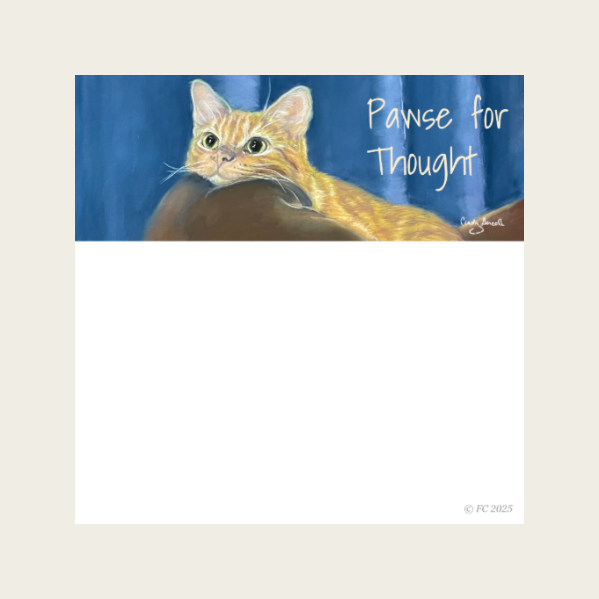 Sticky Notes w/ Orange Cat Painting and "Pawse for Thought" | 50 Sheets
