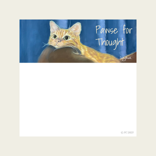 Sticky Notes w/ Orange Cat Painting and "Pawse for Thought" | 50 Sheets