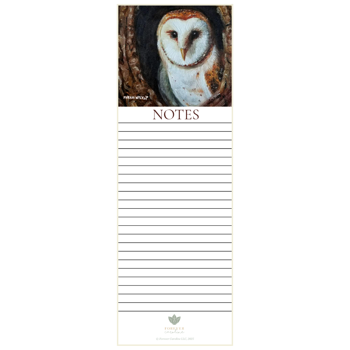 Magnetic Notepad w/ Barn Owl Artwork | Wildlife Memo Pad