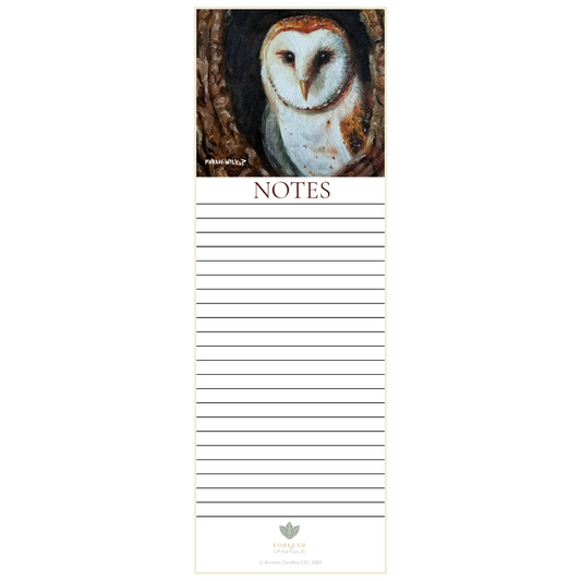 Magnetic Notepad w/ Barn Owl Artwork | Wildlife Memo Pad