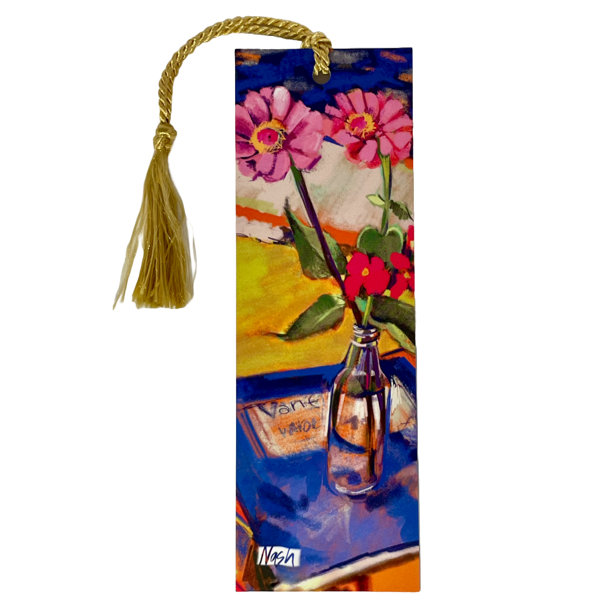 Bookmark w/ "Beautiful Blooms" Flowers in a Jar Artwork | Double-Sided w/ Tassel